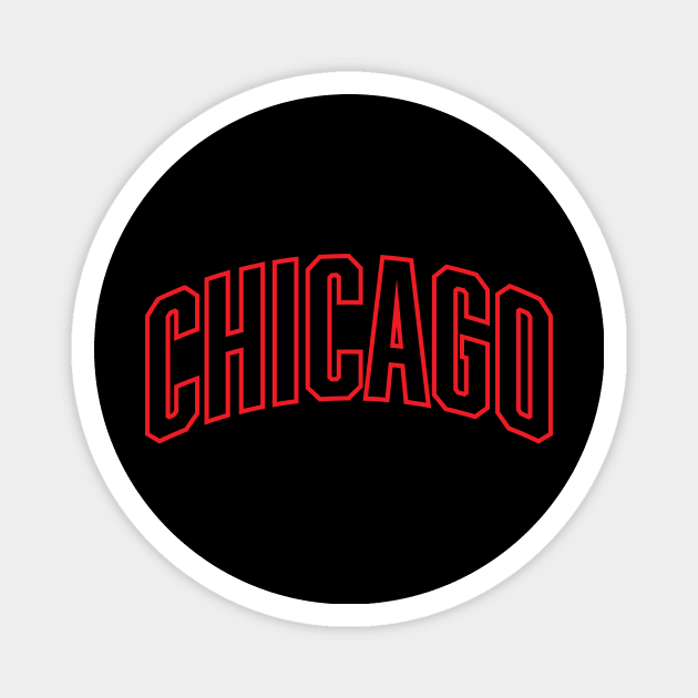 Chicago Red Outline Typography Magnet by Good Phillings